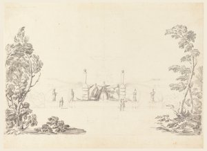 Teckning, Skiss till en fontän i en park, 1740 av Carlo Marchionni