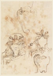 Ritning, Skisser till ramar och täckbrickor, 1758-69 av Carlo Marchionni