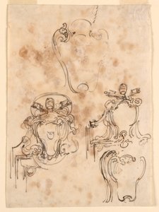 Ritning, Skisser till ramar och täckbrickor, 1758-69 av Carlo Marchionni