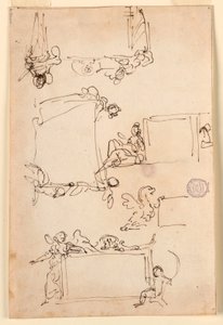 Teckning, Skisser till en tablett, ca 1750 av Carlo Marchionni