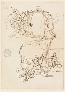 Teckning, Tre skisser, före 1775 av Carlo Marchionni