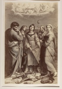 "Den heliga Cecilias extas", en kopparstick av okänd konstnär efter en målning av Rafael (1483–1520)