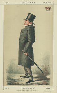 Lord Stanley, han talar med en part och agerar med den andra, 26 juni 1869, Vanity Fair-tecknad film av Carlo Pellegrini