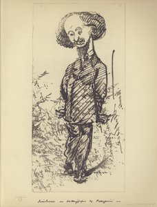 Swinburne on Blotting Paper (karikatyr av den engelske författaren Algernon Charles Swinburne) (litho) av Carlo Pellegrini