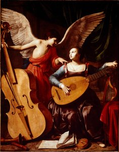 Saint Cecile och ängelmålningen av Carlo Saraceni