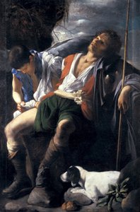 Saint Roch Tröstad av en ängel