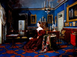 Porträtt av Maria Cristina av Savojen i palatset Caserta (olja på duk) av Carlo de Falco