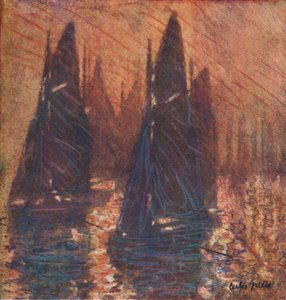Fiskebåtar i dimma, c1913. av Carlos Grethe