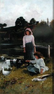 Mata ankorna (olja på panelen) av Carlton Alfred Smith