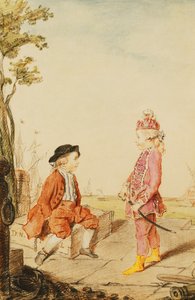 De två ungdomliga de Neuville-bröderna, på en kaj, 1767 av Carmontelle