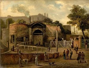 Utsikt över Castle Gateway, Nottingham (olja ombord) av Caroline Mary Price