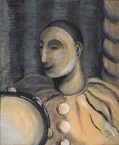Clown med tamburin, 1995 (akryl på papper)