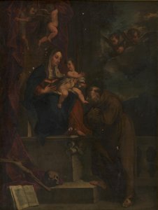Maria, Jesus och den helige Franciskus av Carracci