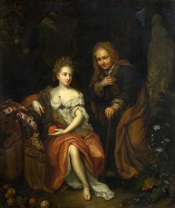 Vertumnus och Pomona av Caspar (follower of) Netscher