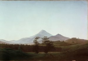 Bohemiskt landskap med den stora och lilla Milleschauen av Caspar David Friedrich