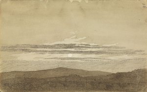 Bergslandskap i solnedgång av Caspar David Friedrich