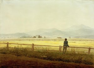 Bergslandskap med figur (Schmiedeberger Kamm) av Caspar David Friedrich