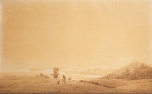 Tyska: Die Ostküste der Insel Rügen mit Schäfer Östra kusten av ön Rügen med herdehund av Caspar David Friedrich