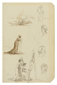 Tyska: Studier av huvuden, figurer och bladverk av Caspar David Friedrich