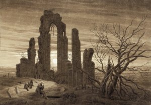 Vinter, natt, ålderdom och död (utdrag ur cykeln av dygnets timmar och människans åldrar) - Verk av Caspar David Friedrich (1774-1840), sepia på papper (19,2x27,5 cm) av Caspar David Friedrich