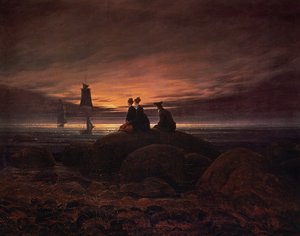 Månen som stiger över havet av Caspar David Friedrich