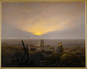Månuppgång vid havsstranden (olja på duk) av Caspar David Friedrich