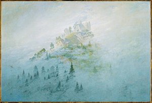 Berg i dimman (olja på duk) av Caspar David Friedrich