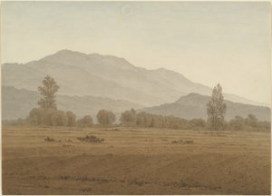 Nymåne ovanför Riesengebirge-bergen av Caspar David Friedrich