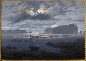 Nordsjön i månskenet (olja på duk) av Caspar David Friedrich