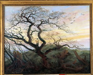 Trädet med kråkor. Målning av Friedrich Caspar David (1774-1840) av Caspar David Friedrich