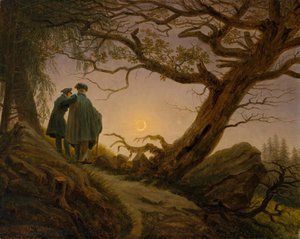 Två män betraktar månen av Caspar David Friedrich
