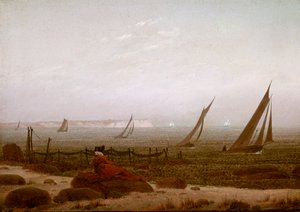 Kvinna på stranden vid Rugen av Caspar David Friedrich