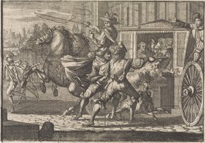 Attack mot Nicolau Monteiro, Prior av Cedofeita, på Roms gator av Caspar Luyken (attributed to)