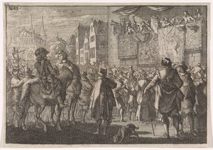 Tillkännagivande av freden i Osnabrück i en stad, 1648 av Caspar Luyken (attributed to)