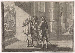 Masaniello talar med två adelsmän i en kyrka, 1647 av Caspar Luyken (attributed to)