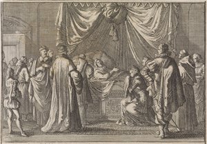 Maria de Medicis dödsbädd, 1642 av Caspar Luyken (attributed to)
