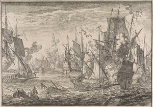 Sjöstrid mellan turkiska örlogsfartyg och galärer från riddarna av Malta, 1644
