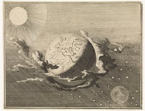 Universum med jord, sol, måne och stjärnor