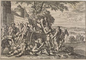 Spanska soldater lastas på vagnar och förs bort, 1641 av Caspar Luyken