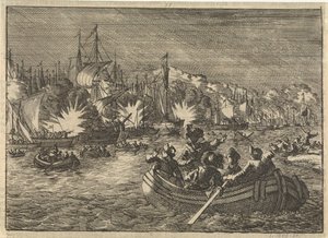 Spanska flottan på Schelde fångade och brände av holländarna 1631 av Caspar Luyken