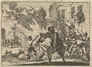 Tollhouse i Lyon plundras som ett resultat av ökade punktskatter, 1625 av Caspar Luyken
