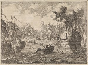 Sjöslaget vid Cape La Hogue, 1692 av Caspar Luyken
