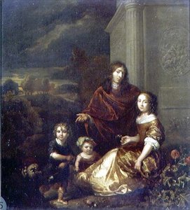 Konstnärens familj av Caspar Netscher