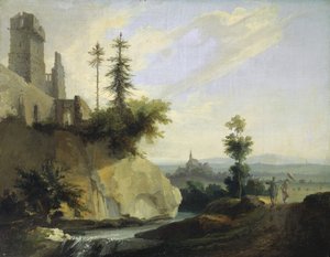 Landskapskomposition med ruin av ett slott, c.1774-77