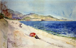 På stranden nedanför Promenade des Anglais, Nice, Frankrike, 1898. av Cass Gilbert
