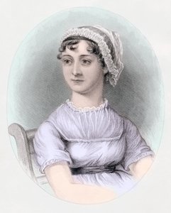 Porträtt av Jane Austen, ca 1850 (handfärgad gravyr) av Cassandra (after) Austen