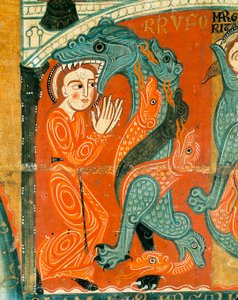 The Martyrdom of St Margaret, detalj (tempera på trä) av Catalan School
