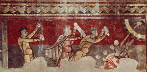 The Stening of Saint Stephen, c.1100 (fresk överförd till duk) av Catalan School