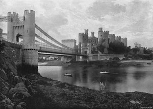 Conway slott och broar, c1896 av Catherall and Pritchard
