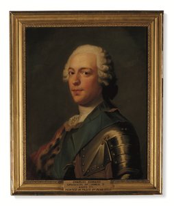 Prins Charles Edward Stuart, i rustning, med Blue Sash of the Standter Order (olja på duk) av Catherine (attr. to) Read